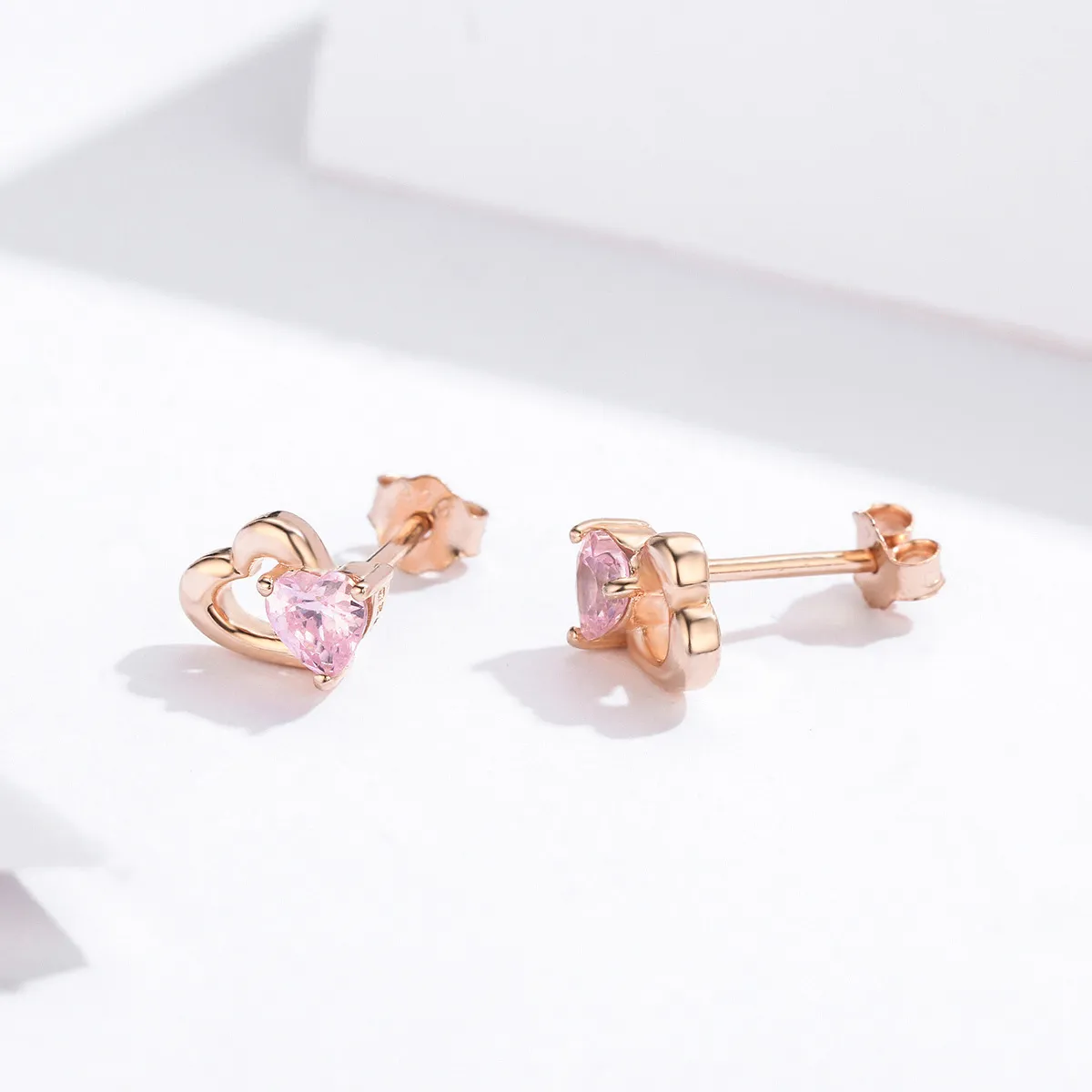 Rose Gold Palpitation Stud Earrings - PANDORA Style - SCE090-C