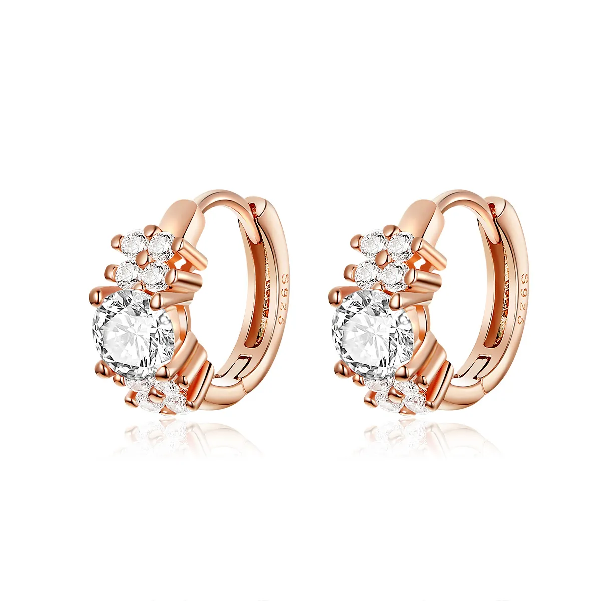 Rose Gold Romantic Shine Hoop Earrings - PANDORA Style - SCE485-C