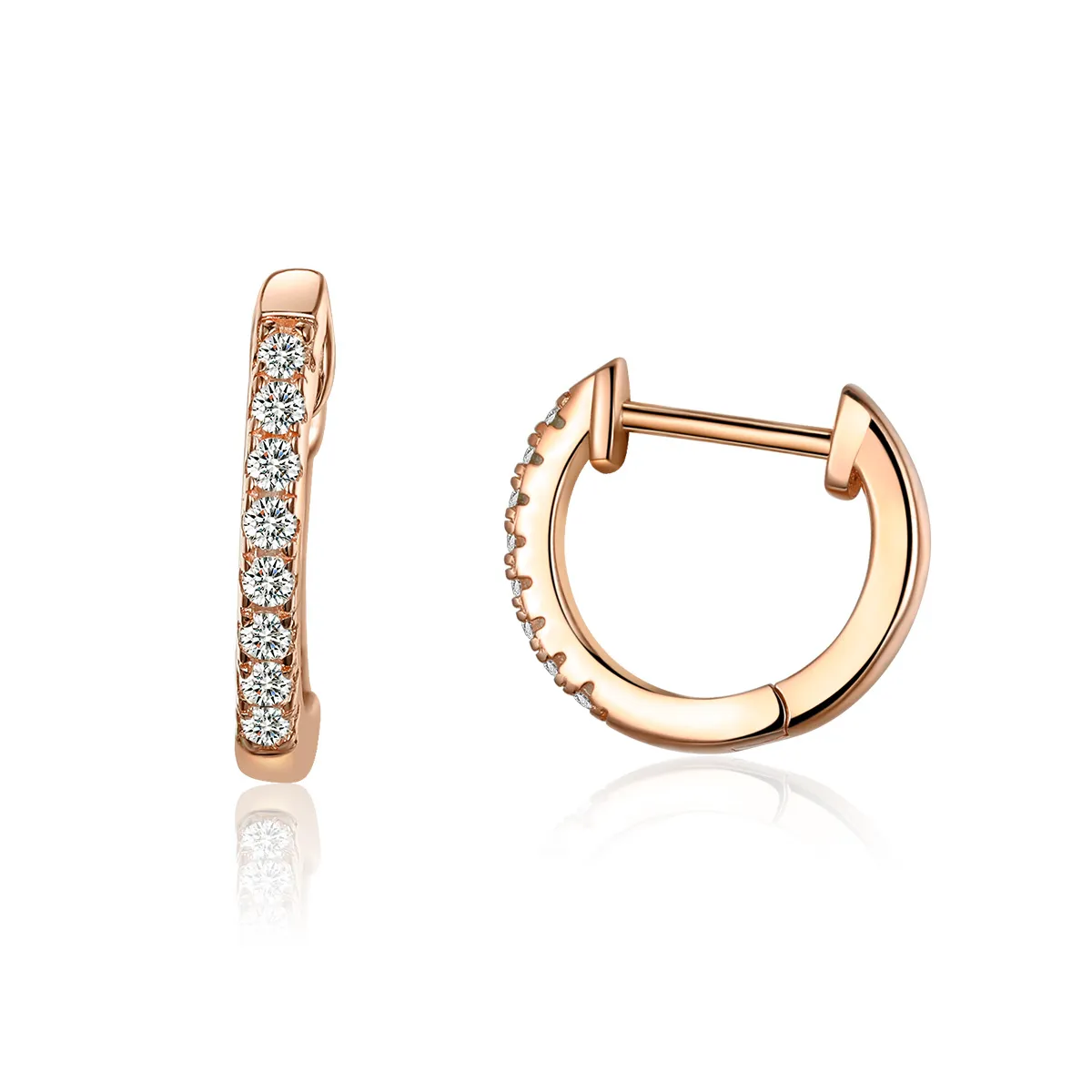 Rose Gold Small Circle Hoop Earrings - PANDORA Style - SCE498-C