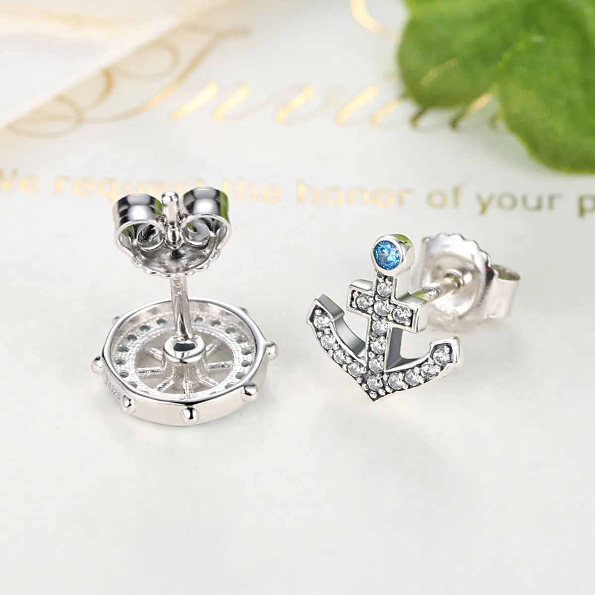 Silver Anchor Stud Earrings - PANDORA Style - SCE030