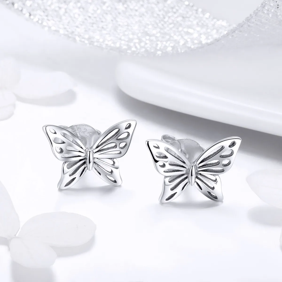 Silver Butterfly Dream Stud Earrings - PANDORA Style - SCE452