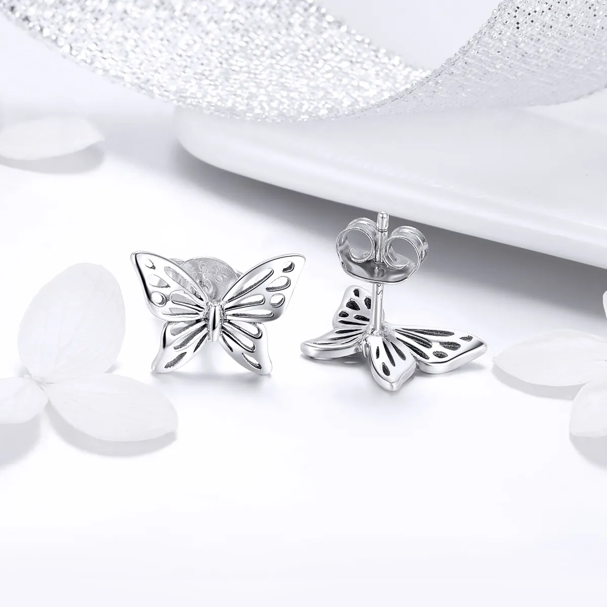 Silver Butterfly Dream Stud Earrings - PANDORA Style - SCE452