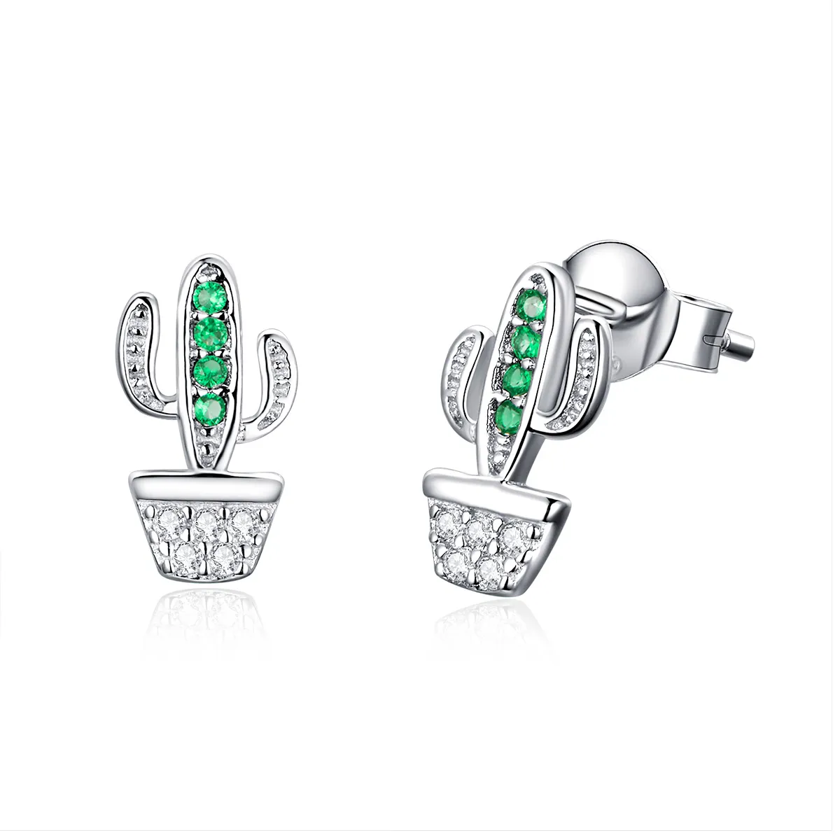 Silver Cactus Stud Earrings - PANDORA Style - SCE522