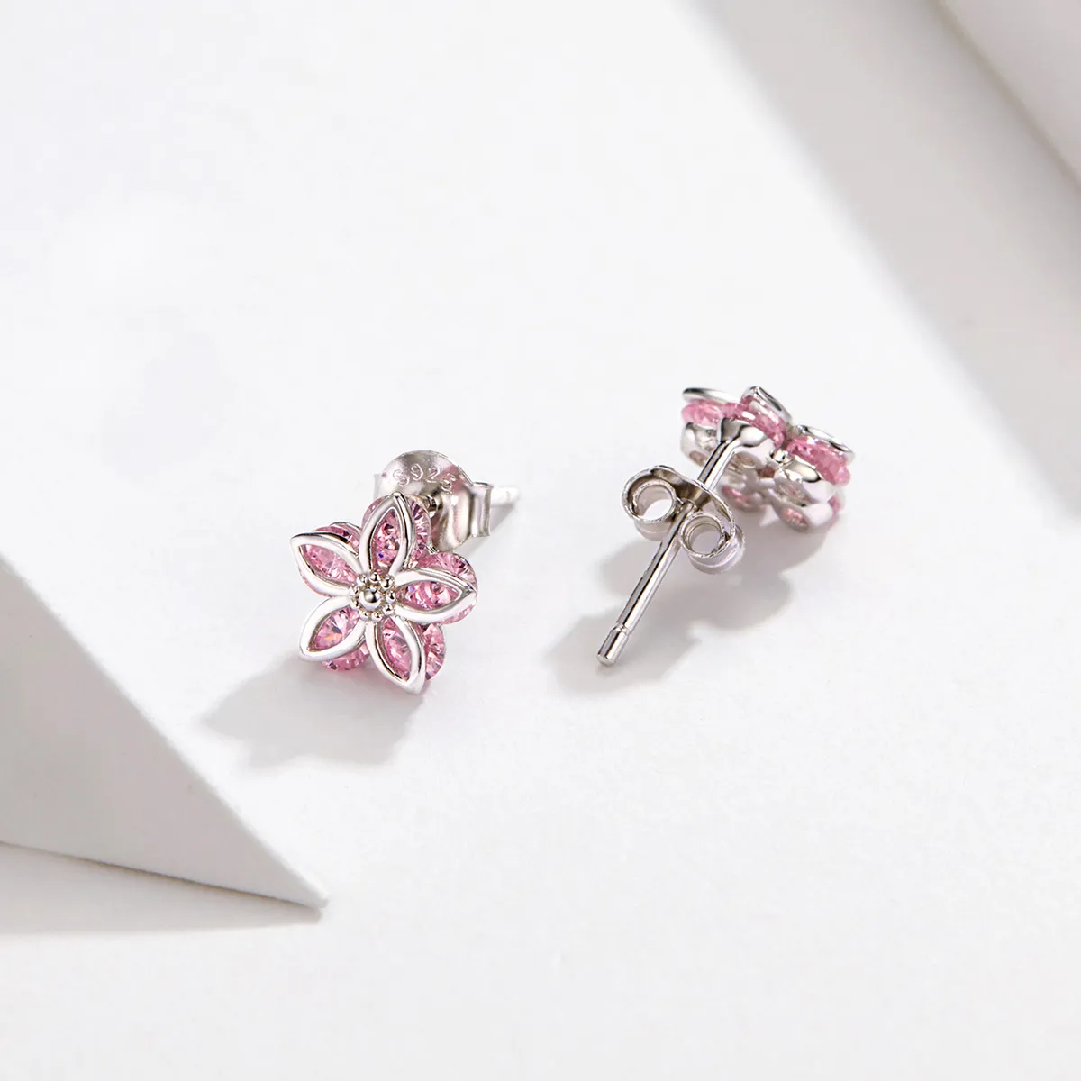 Silver Cherry Blossoms Stud Earrings - PANDORA Style - SCE644