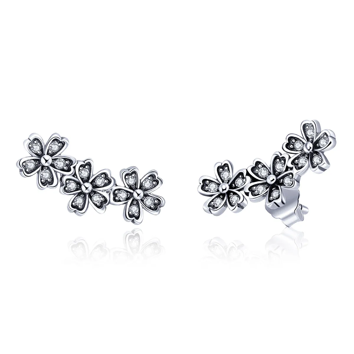 Silver Contracted Daisy Stud Earrings - PANDORA Style - SCE419