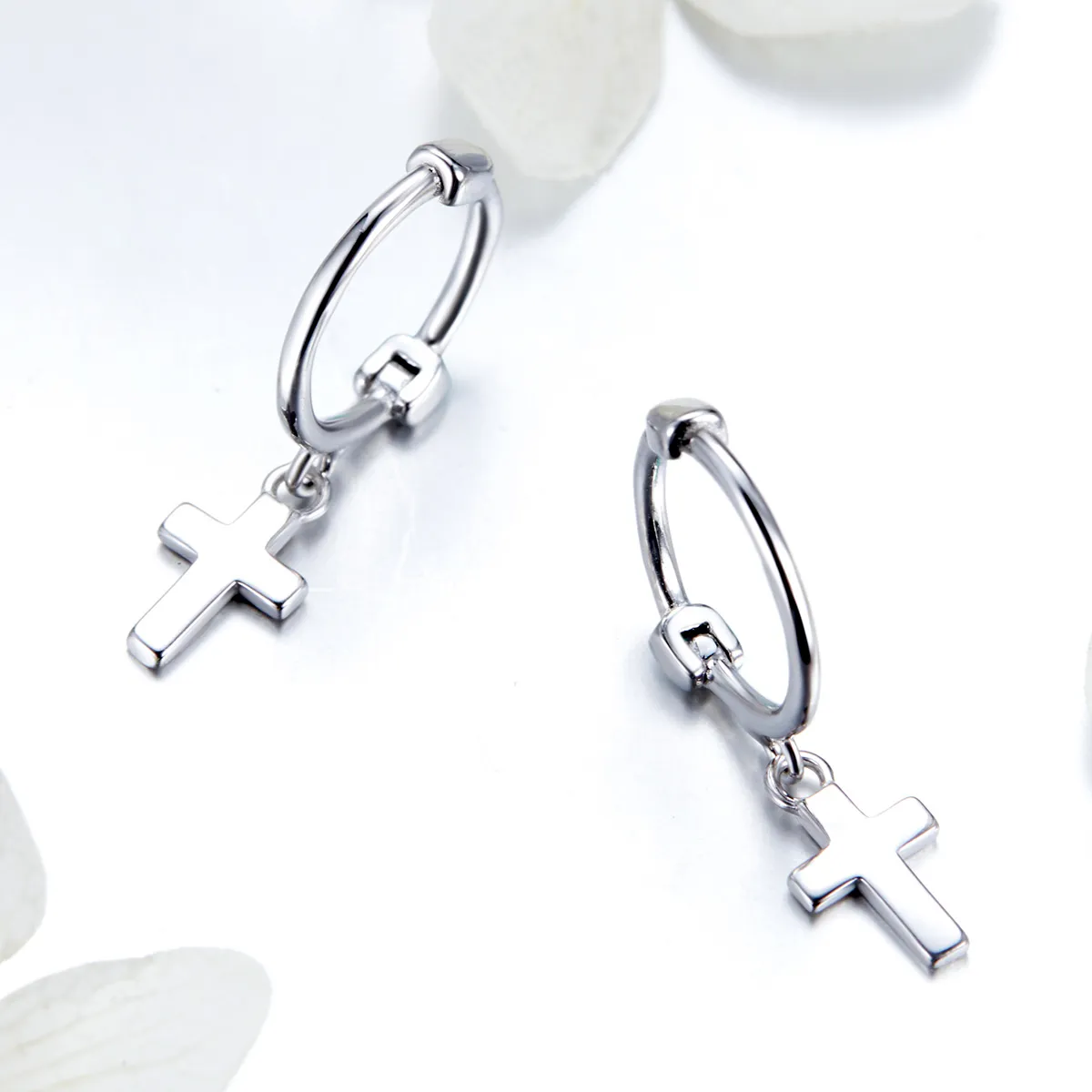 Silver Cross Hanging Earrings - PANDORA Style - SCE547