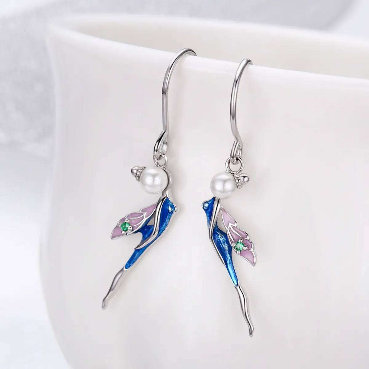 Silver Cute Fairy Hanging Earrings - PANDORA Style - SCE378