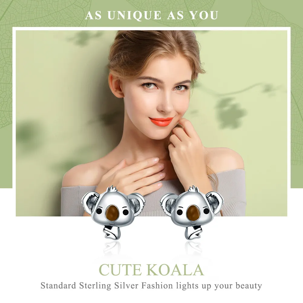 Silver Cute Koala Stud Earrings - PANDORA Style - SCE381