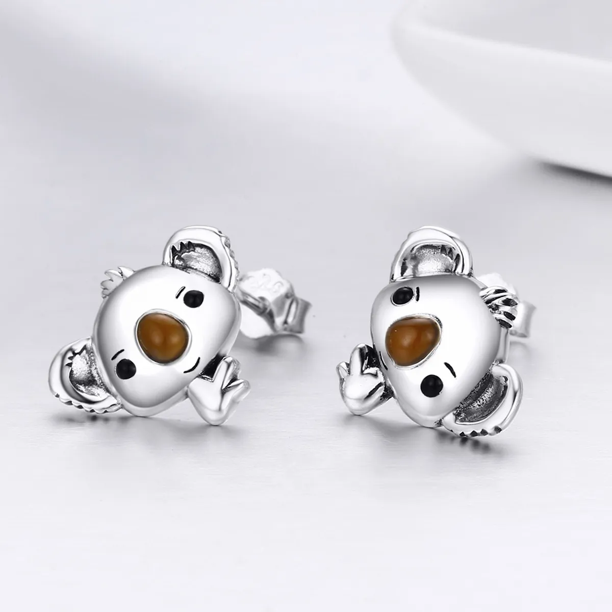 Silver Cute Koala Stud Earrings - PANDORA Style - SCE381