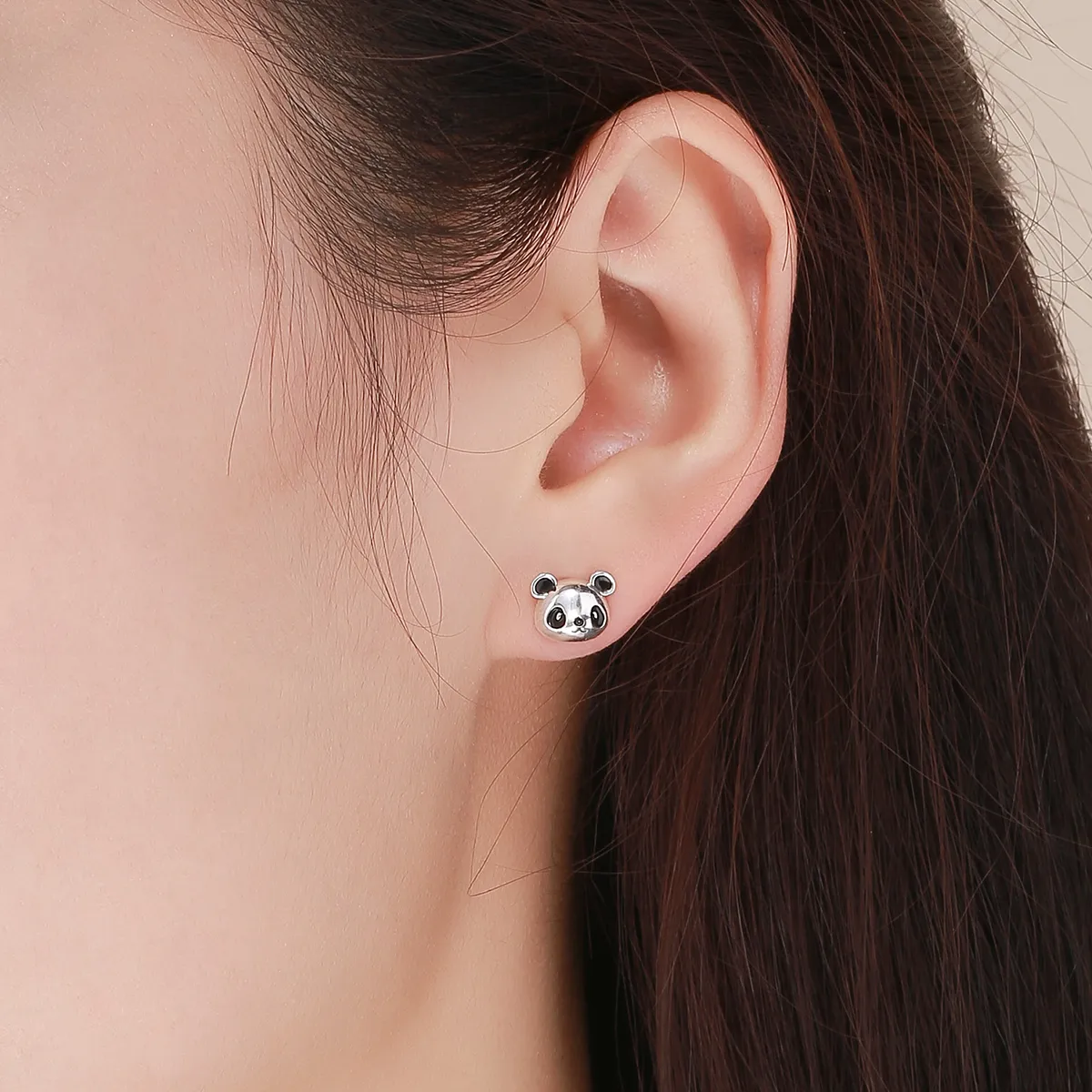 Silver Cute Panda Stud Earrings - PANDORA Style - SCE386