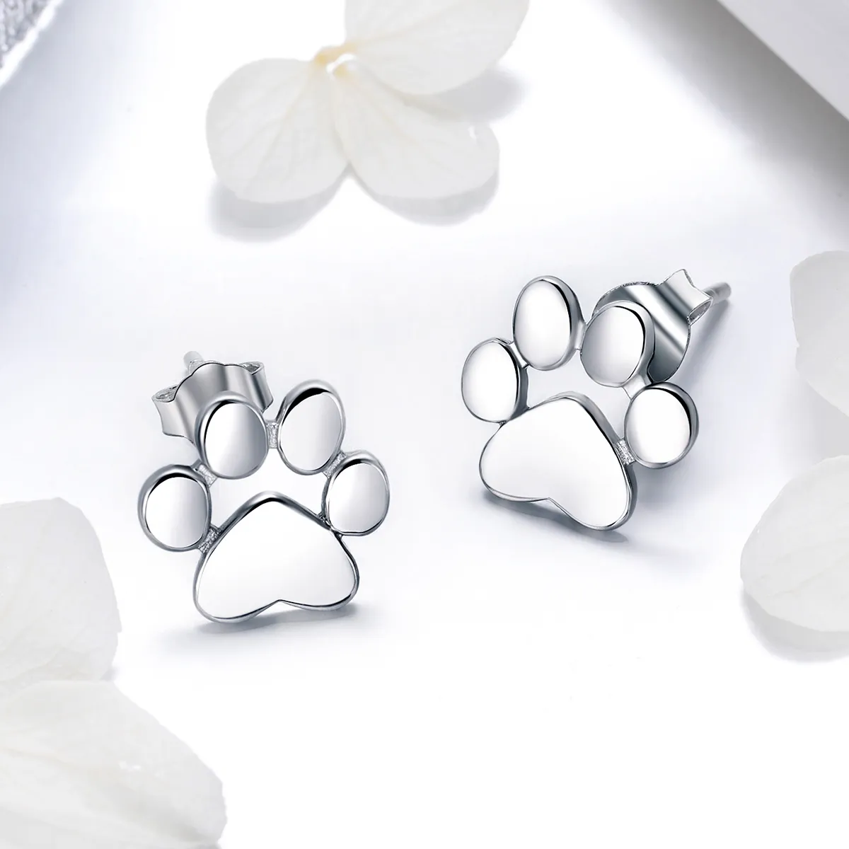 Silver Cute Paw Stud Earrings - PANDORA Style - SCE407-2