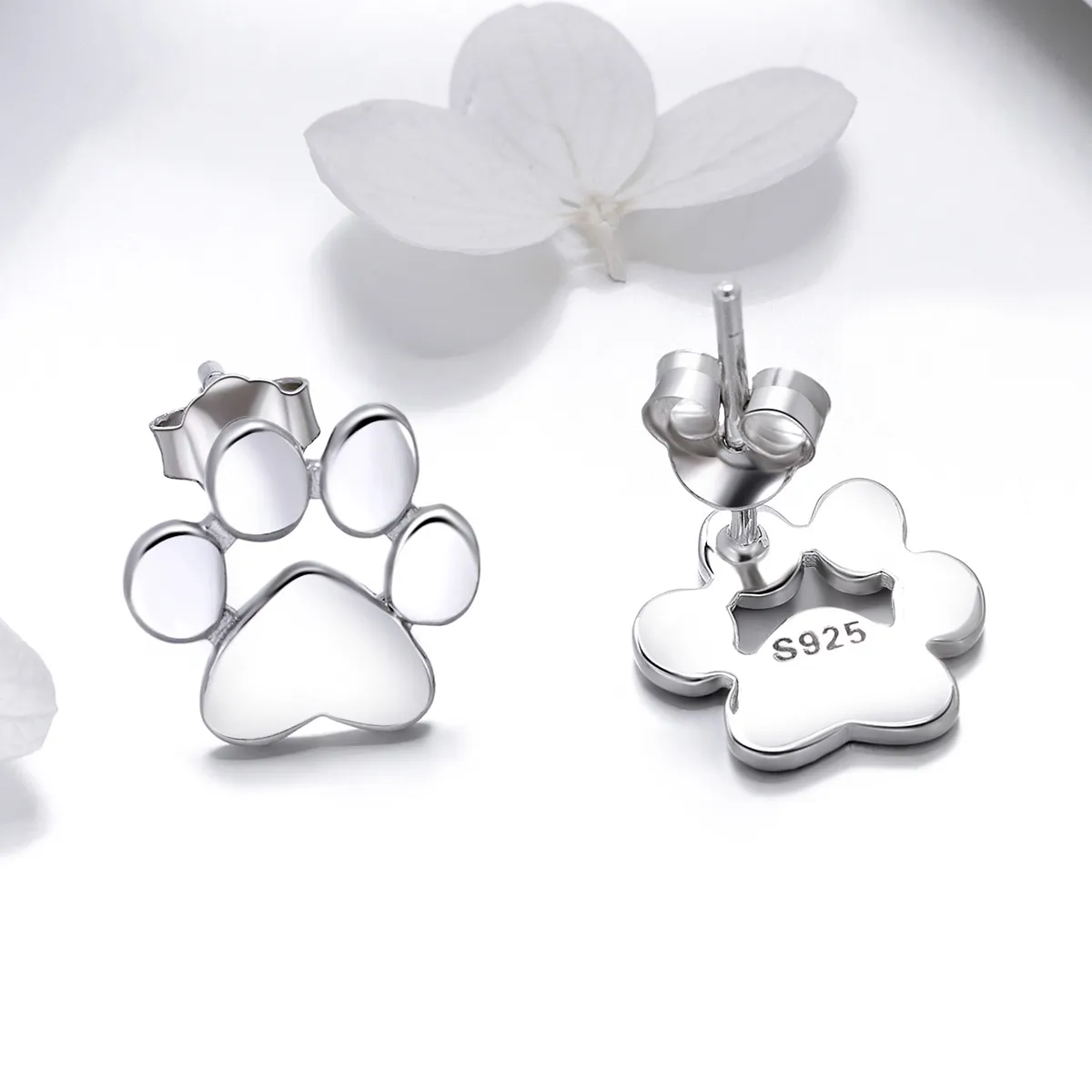 Silver Cute Paw Stud Earrings - PANDORA Style - SCE407-2