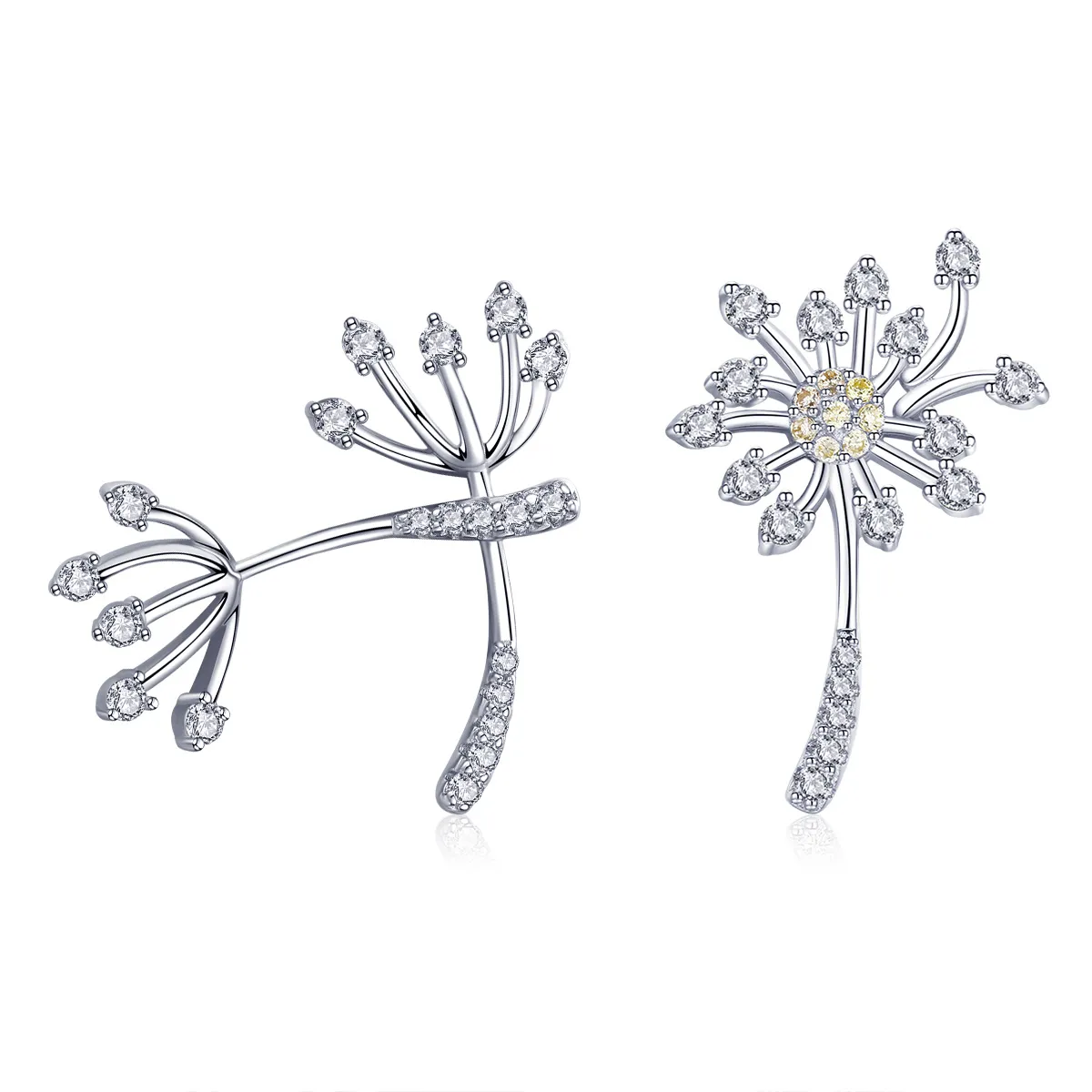 Silver Dandelion Love Stud Earrings - PANDORA Style - SCE506