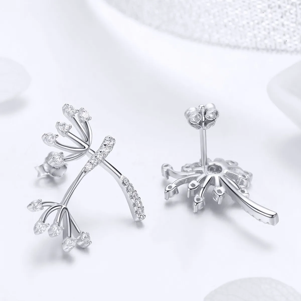 Silver Dandelion Love Stud Earrings - PANDORA Style - SCE506