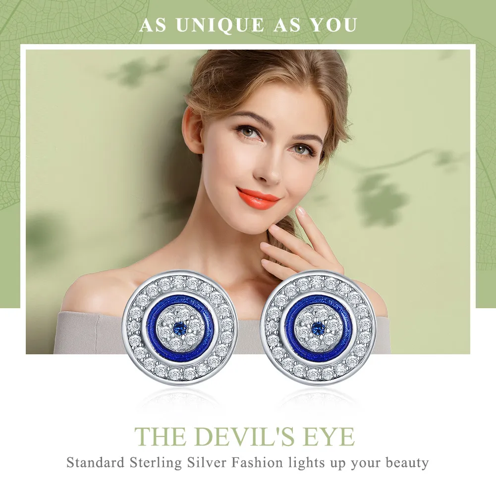 Silver Devil's Eye Stud Earrings - PANDORA Style - SCE148