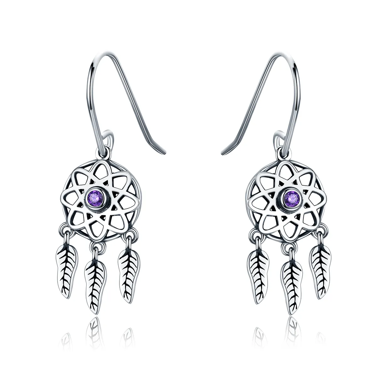 Silver Dreamcatcher Hanging Earrings - PANDORA Style - SCE394