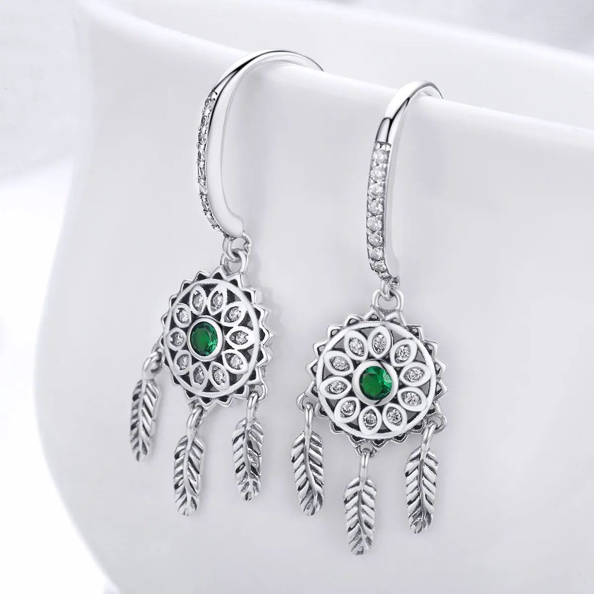 Silver Dreamcatcher Hanging Earrings - PANDORA Style - SCE441