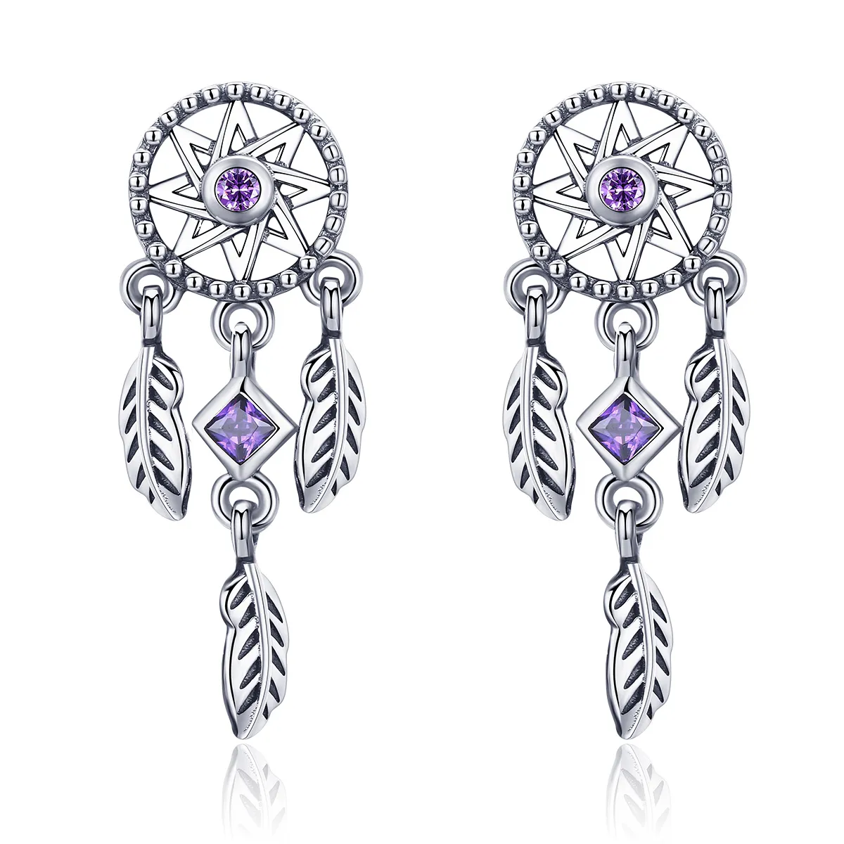 Silver Dreamcatcher Hanging Earrings - PANDORA Style - SCE502