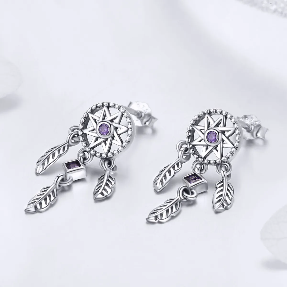 Silver Dreamcatcher Hanging Earrings - PANDORA Style - SCE502