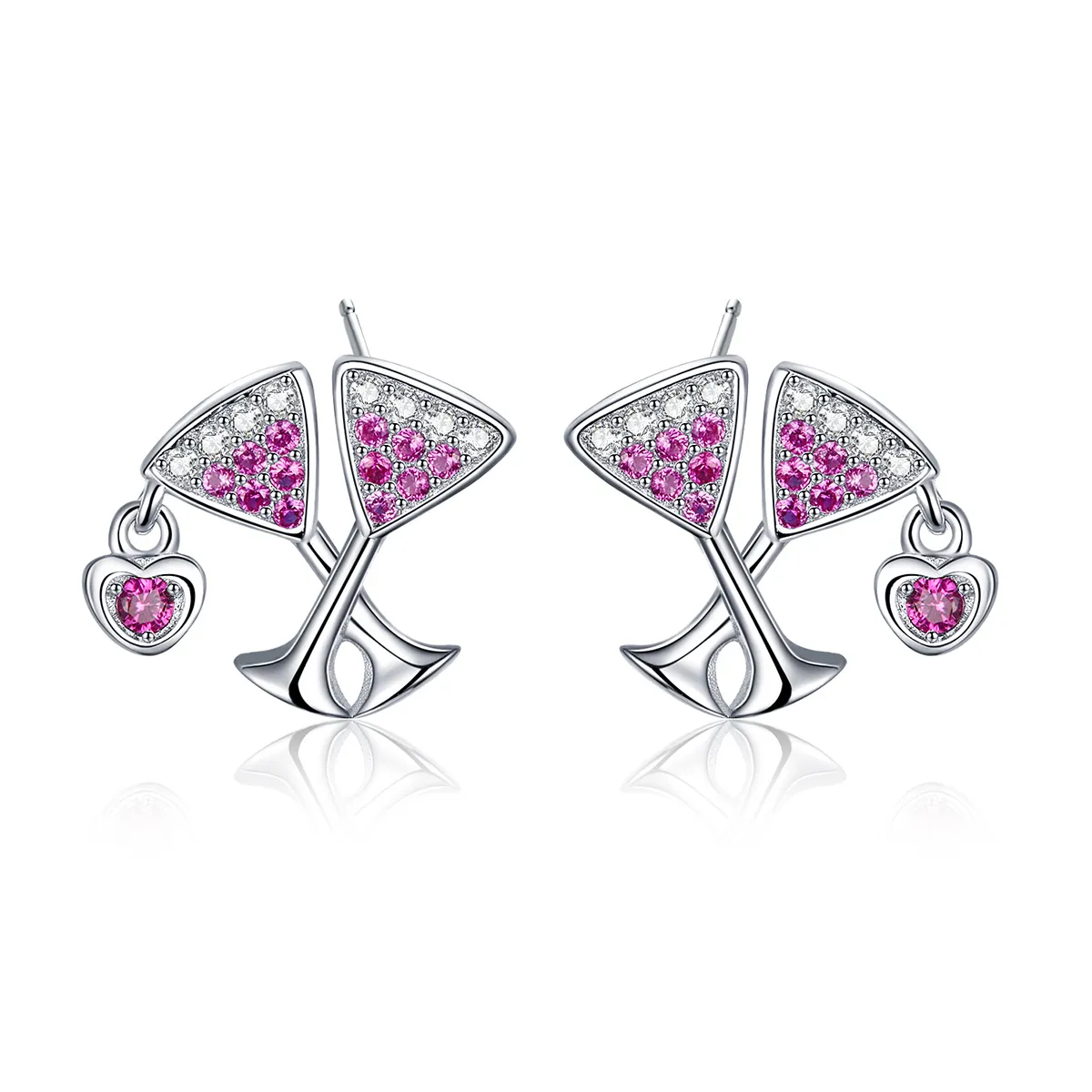 Silver Drink Wedlock Stud Earrings - PANDORA Style - SCE571