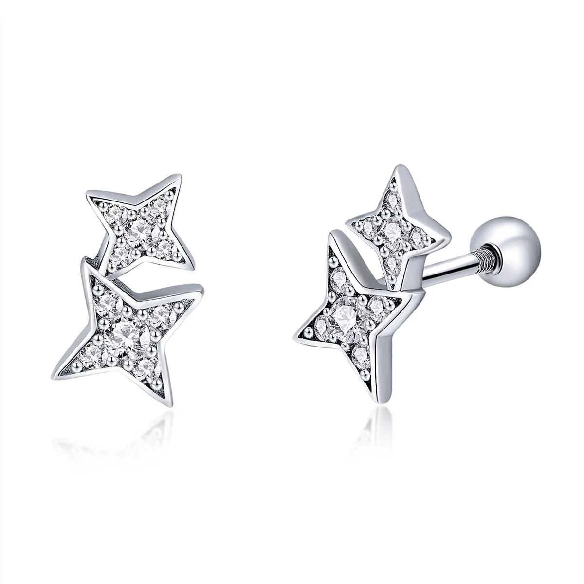 Silver Fascinating Starlight Stud Earrings - PANDORA Style - SCE432