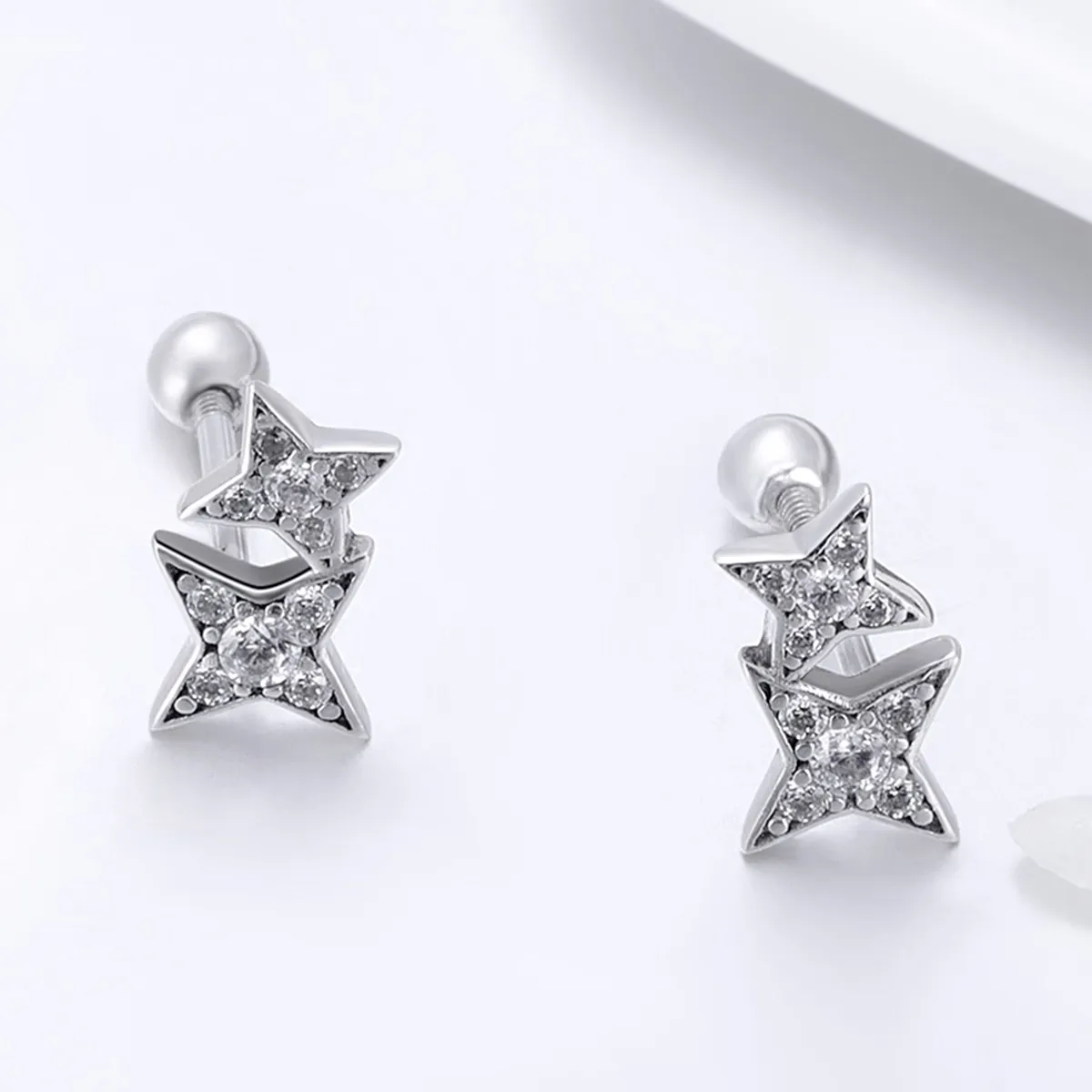 Silver Fascinating Starlight Stud Earrings - PANDORA Style - SCE432