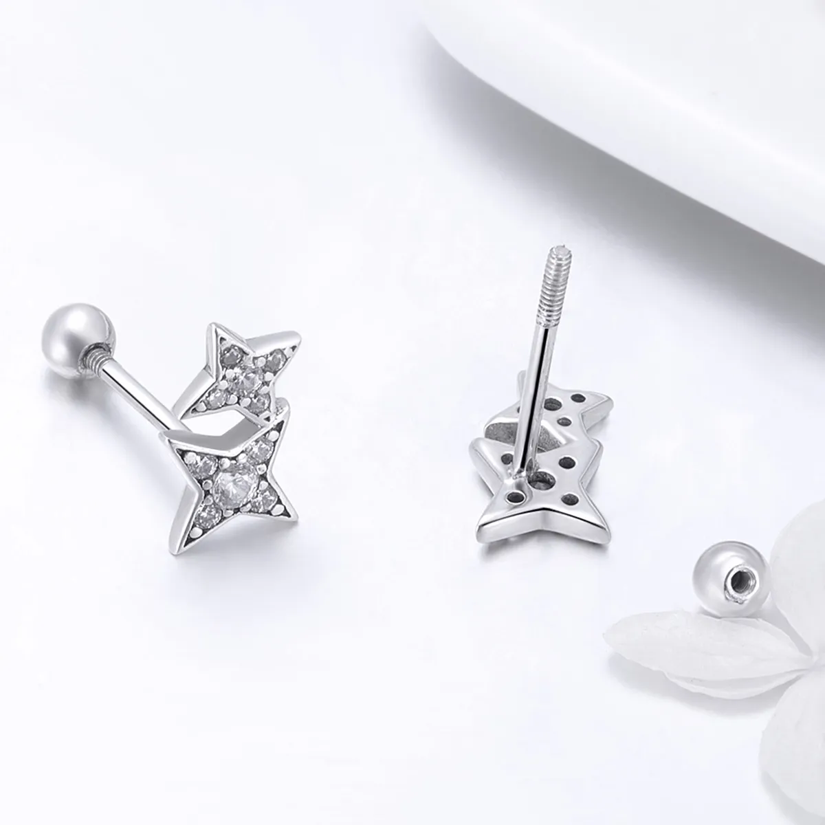 Silver Fascinating Starlight Stud Earrings - PANDORA Style - SCE432