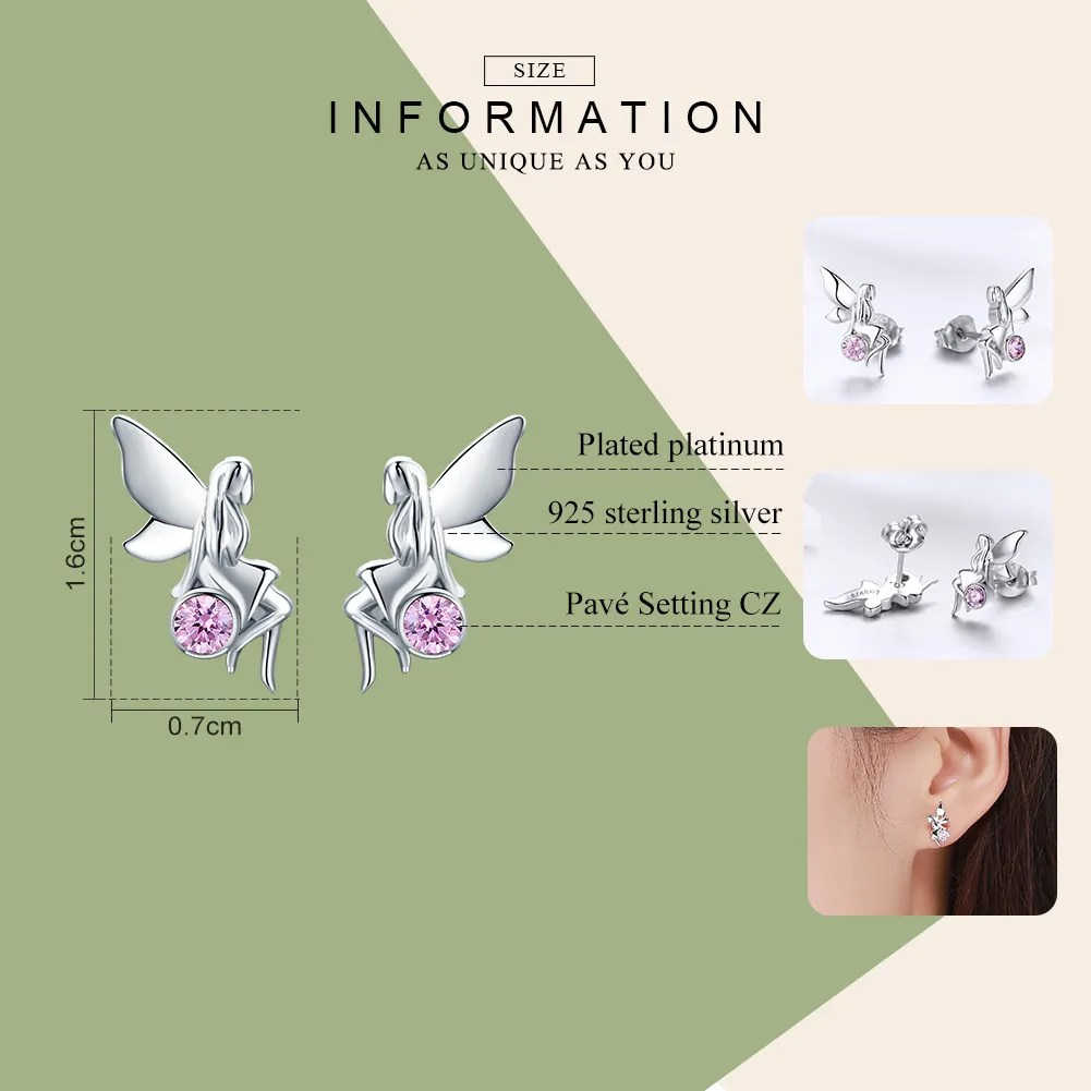 Silver Flower Fairy Stud Earrings - PANDORA Style - SCE395