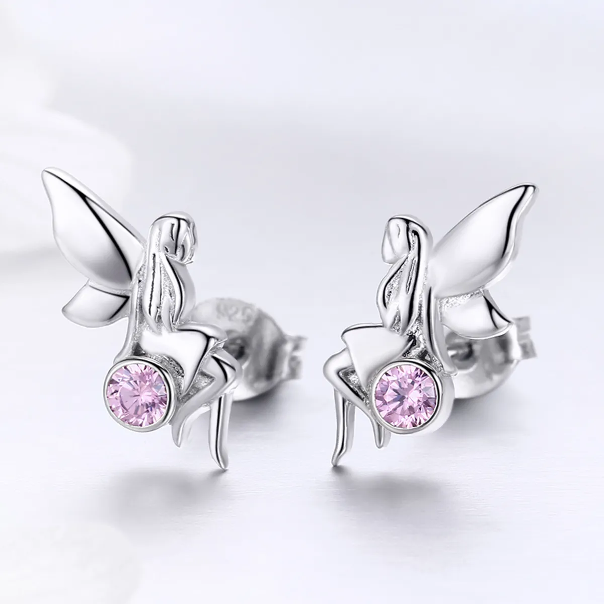 Silver Flower Fairy Stud Earrings - PANDORA Style - SCE395