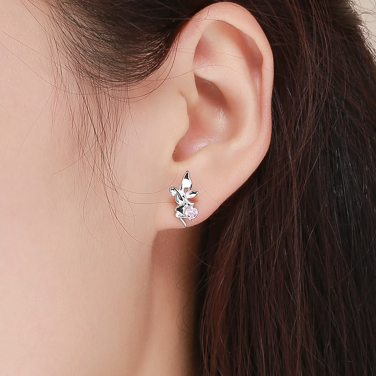 Silver Flower Fairy Stud Earrings - PANDORA Style - SCE395