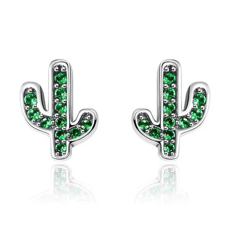 Silver Fresh Cactus Stud Earrings - PANDORA Style - SCE097