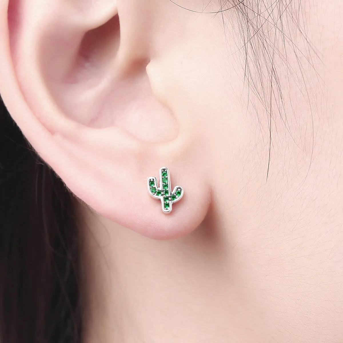 Silver Fresh Cactus Stud Earrings - PANDORA Style - SCE097