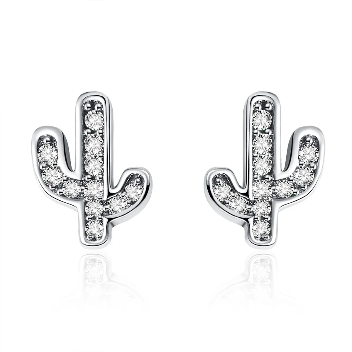 Silver Fresh Cactus Stud Earrings - PANDORA Style - SCE286