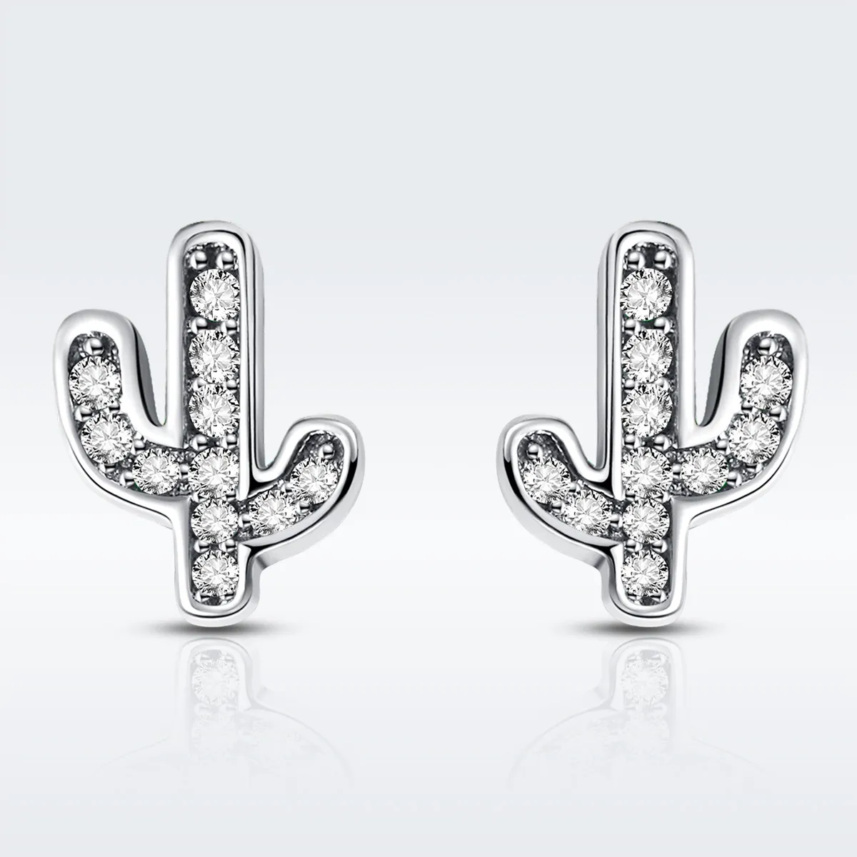 Silver Fresh Cactus Stud Earrings - PANDORA Style - SCE286