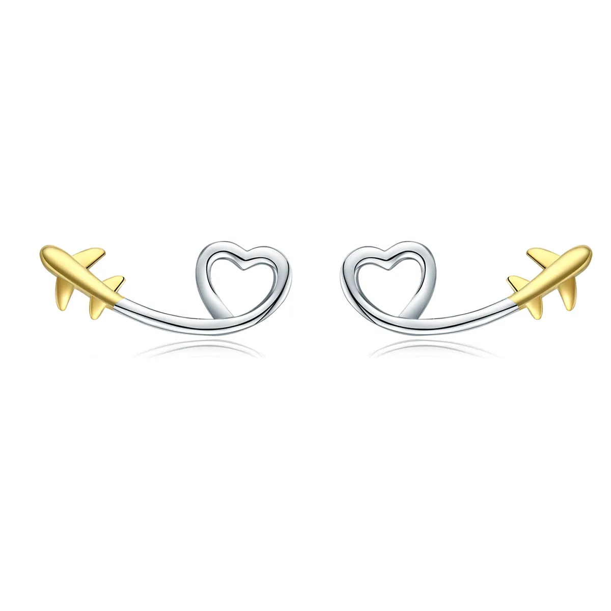 Silver & Gold-Plated Fly To Love Stud Earrings - PANDORA Style - SCE632