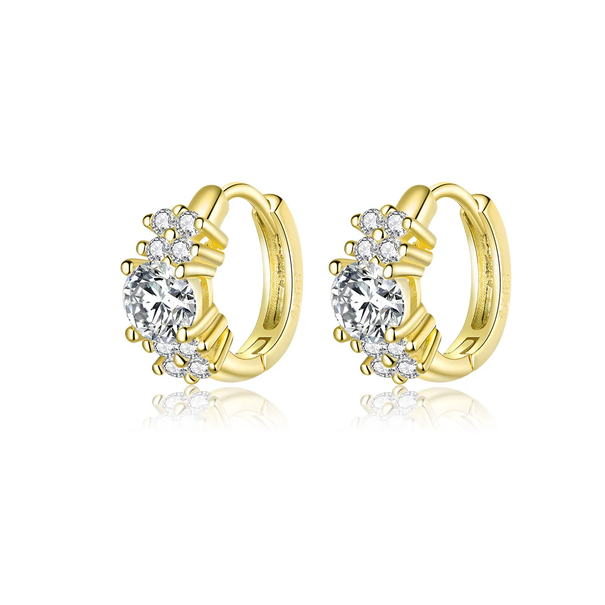 Silver & Gold-Plated Romantic Shine Hoop Earrings - PANDORA Style - SCE485-B