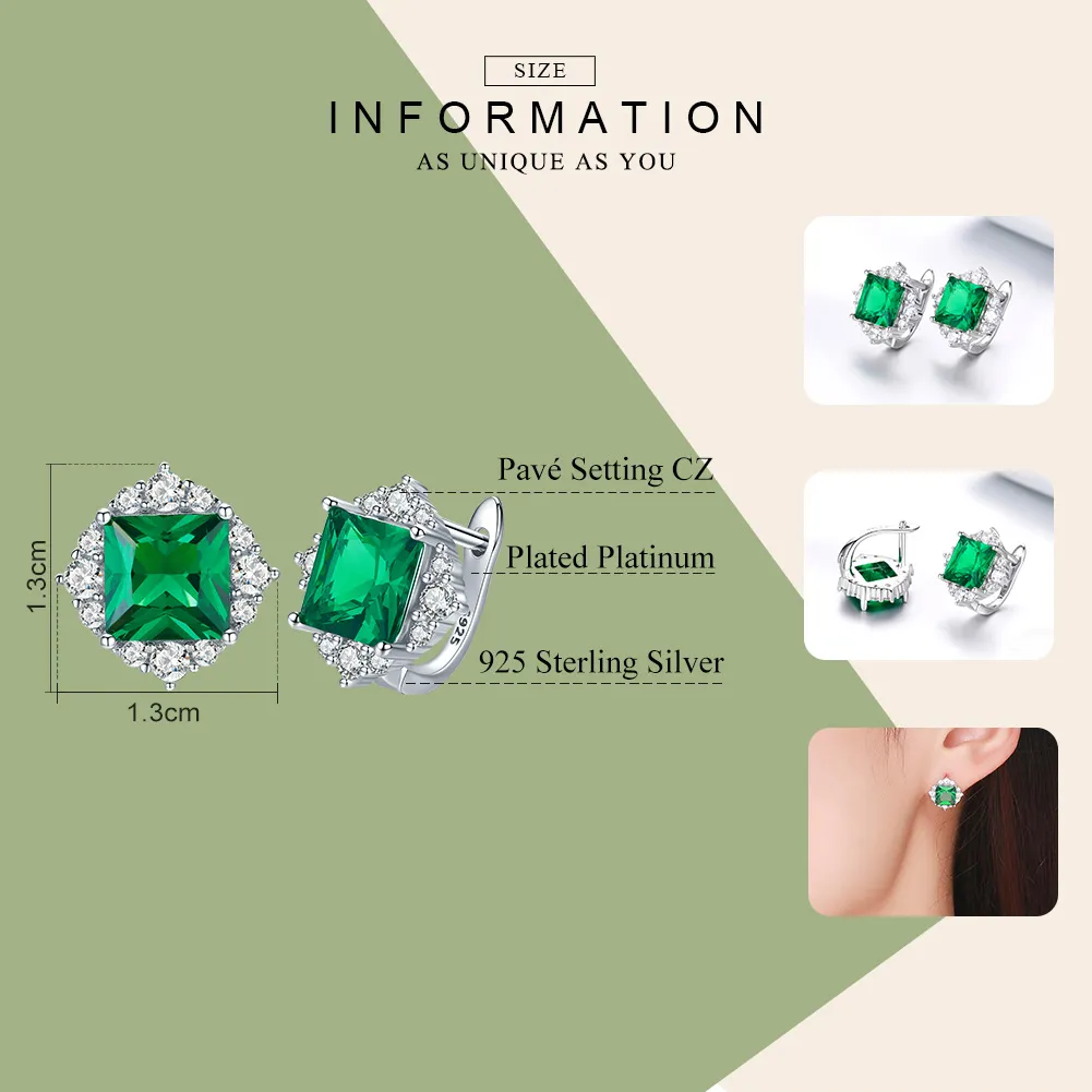 Silver Green Aurora Stud Earrings - PANDORA Style - SCE540