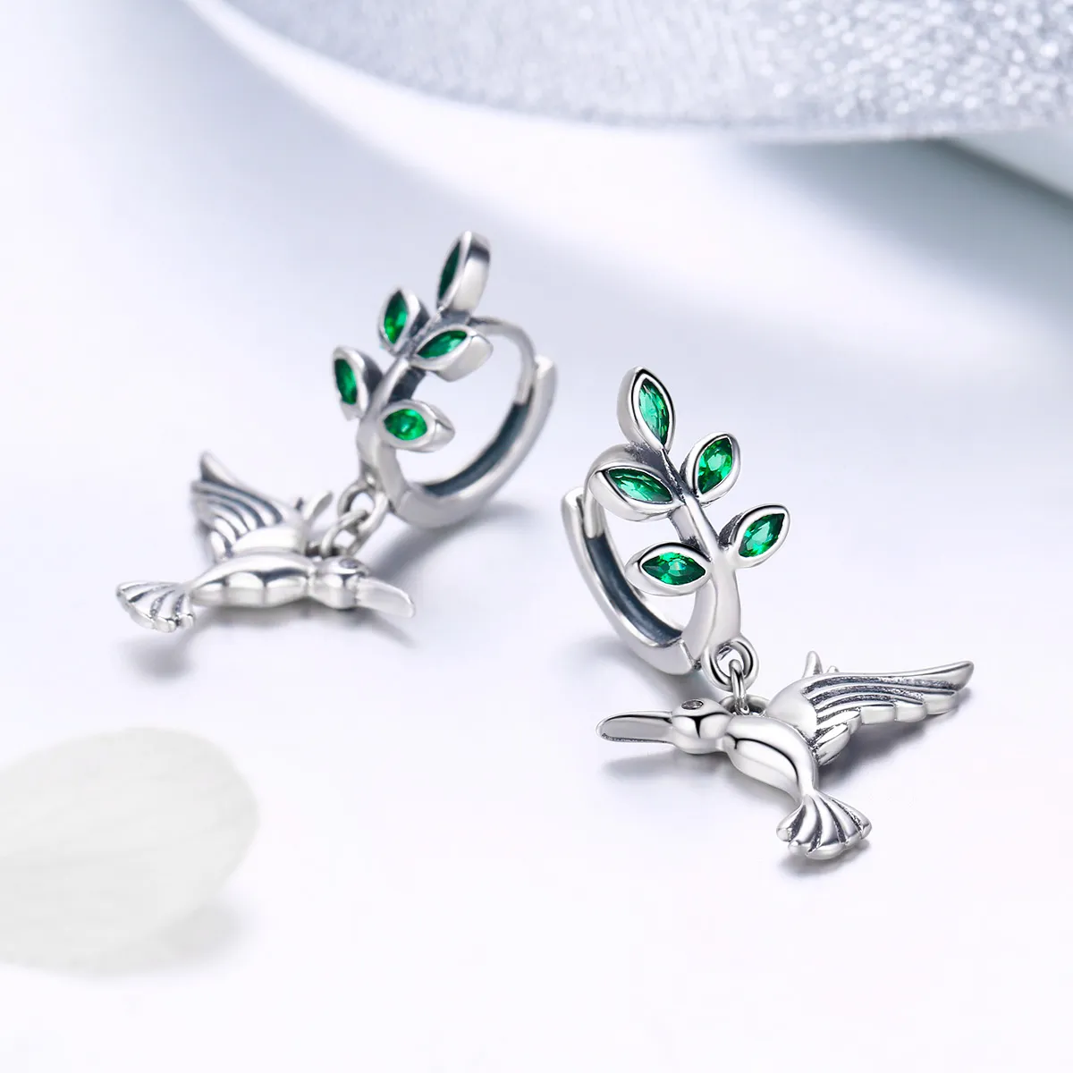 Silver Greetings From Hummingbirds Stud Earrings - PANDORA Style - SCE464