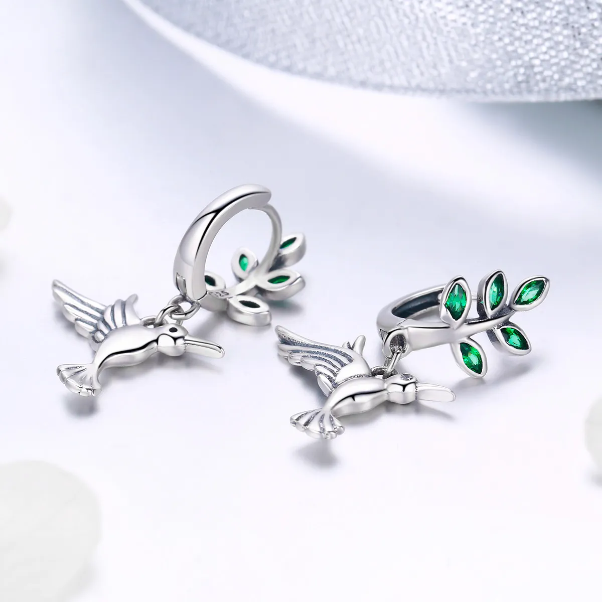 Silver Greetings From Hummingbirds Stud Earrings - PANDORA Style - SCE464