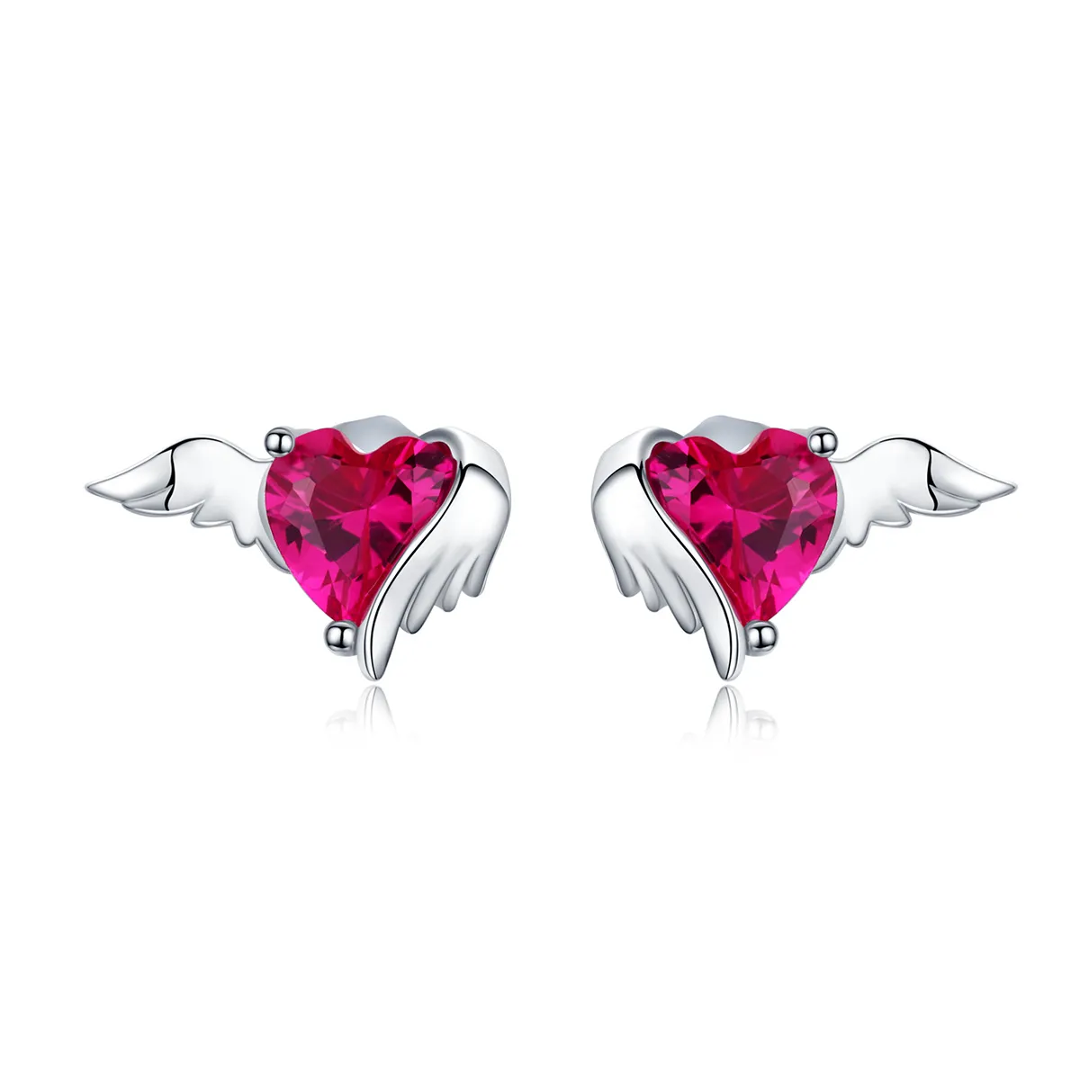 Silver Guardian Heart Stud Earrings - PANDORA Style - SCE690