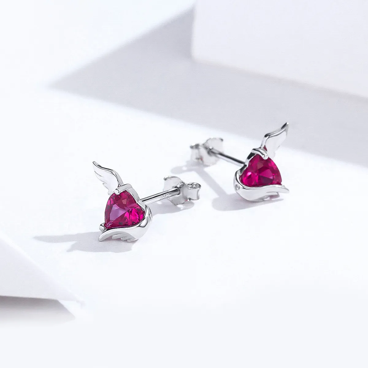 Silver Guardian Heart Stud Earrings - PANDORA Style - SCE690