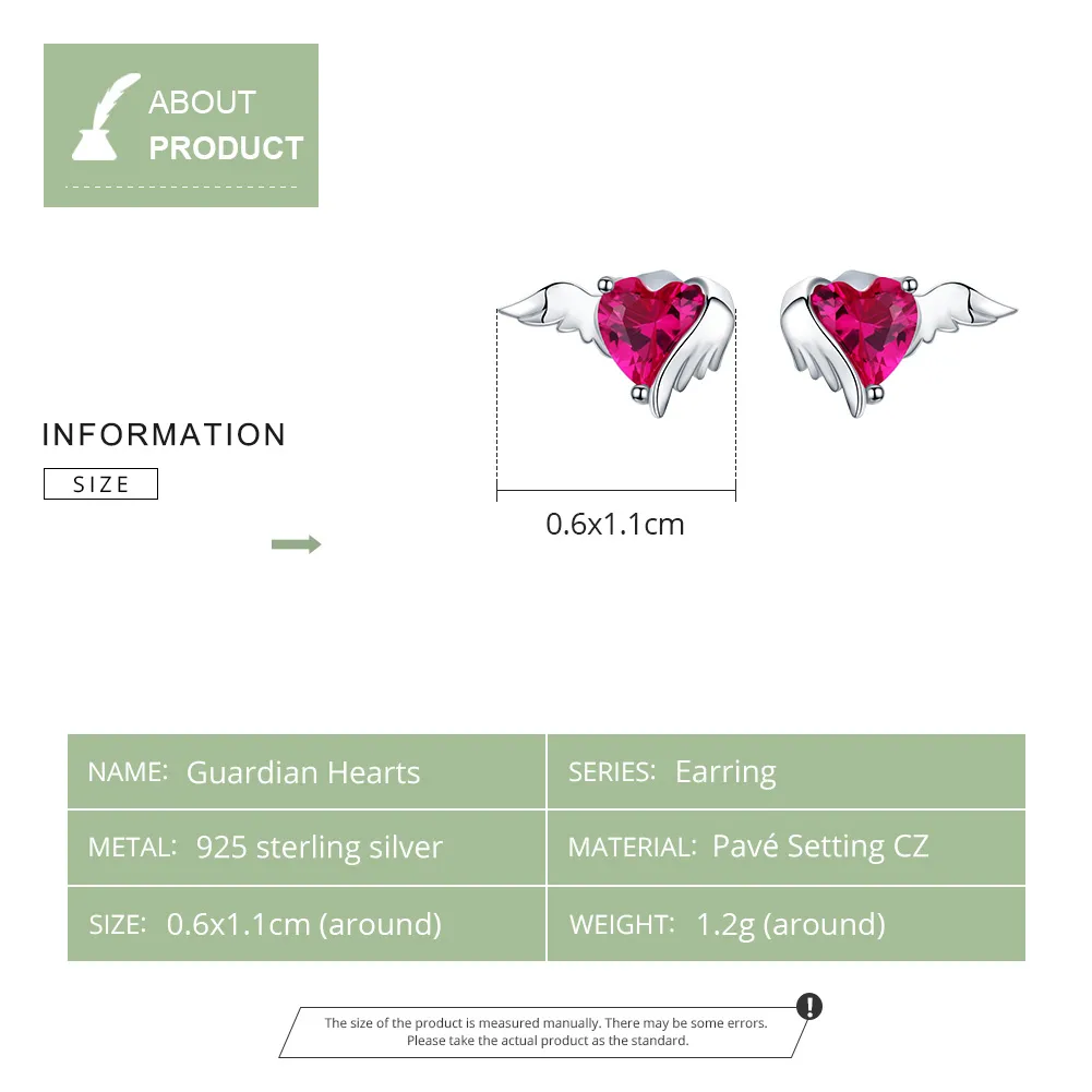 Silver Guardian Heart Stud Earrings - PANDORA Style - SCE690