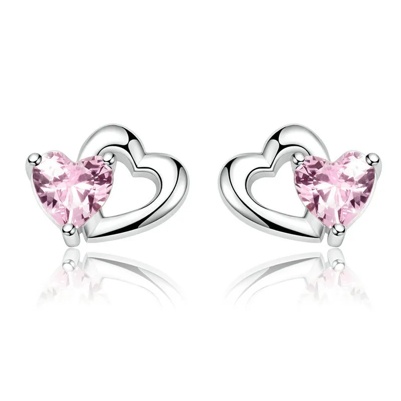 Silver Heart and Soul Stud Earrings - PANDORA Style - SCE090