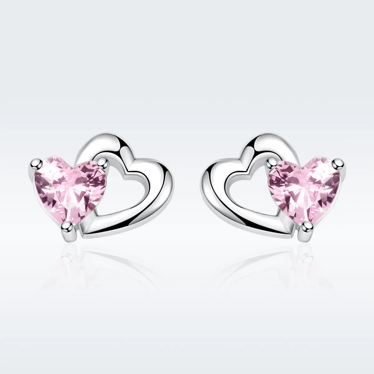 Silver Heart and Soul Stud Earrings - PANDORA Style - SCE090