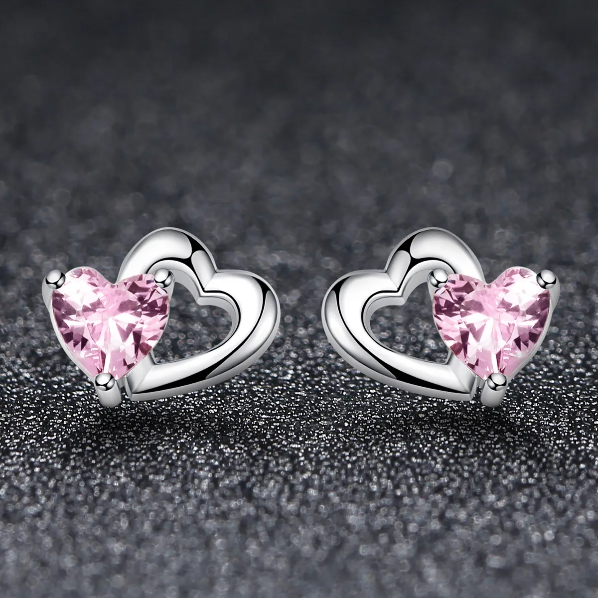 Silver Heart and Soul Stud Earrings - PANDORA Style - SCE090