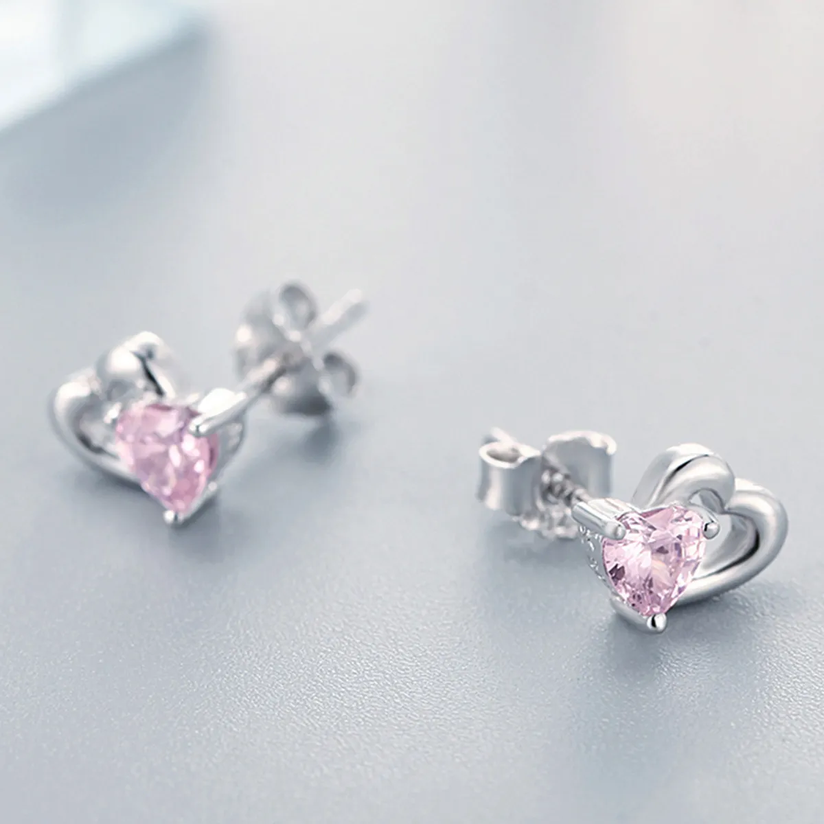 Silver Heart and Soul Stud Earrings - PANDORA Style - SCE090