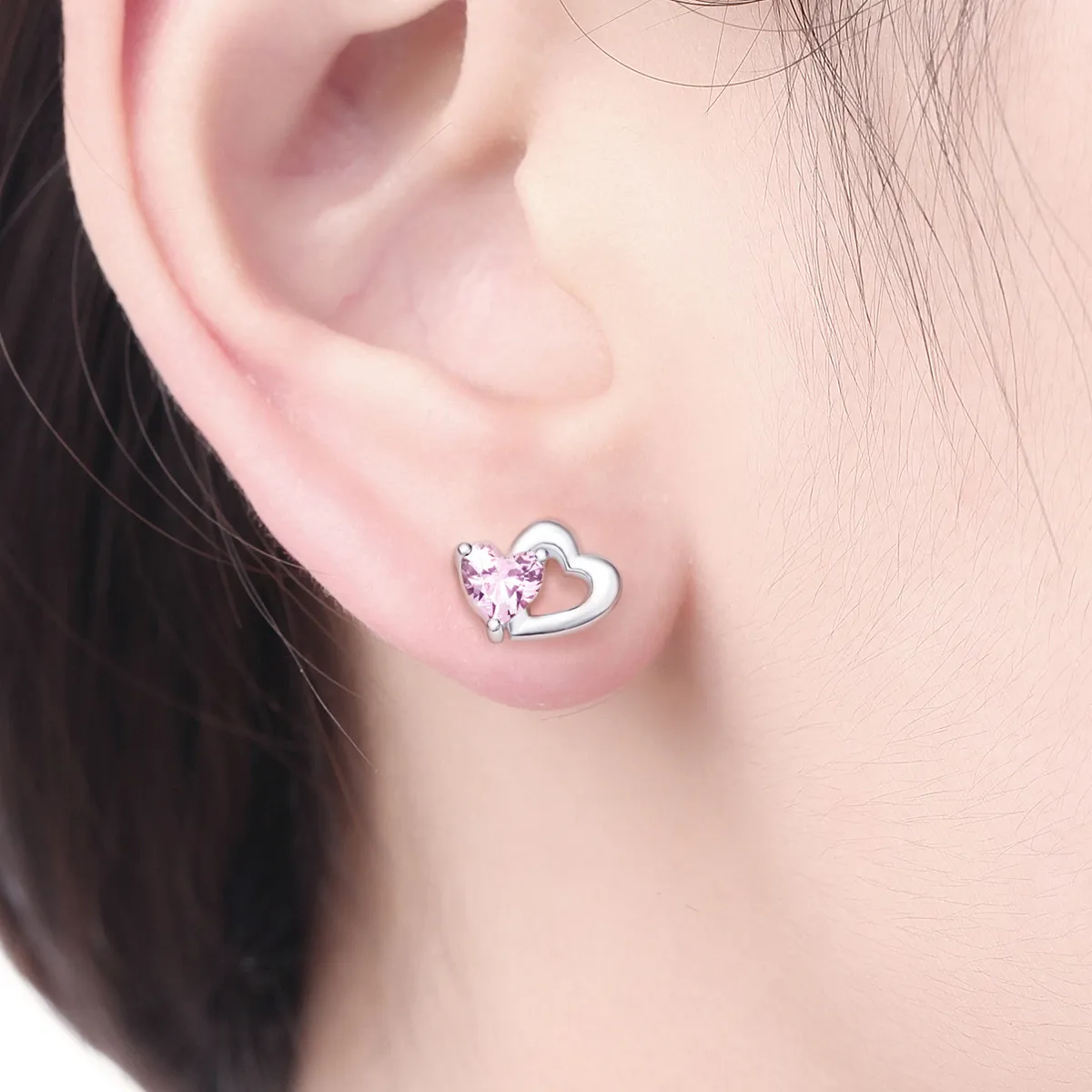 Silver Heart and Soul Stud Earrings - PANDORA Style - SCE090