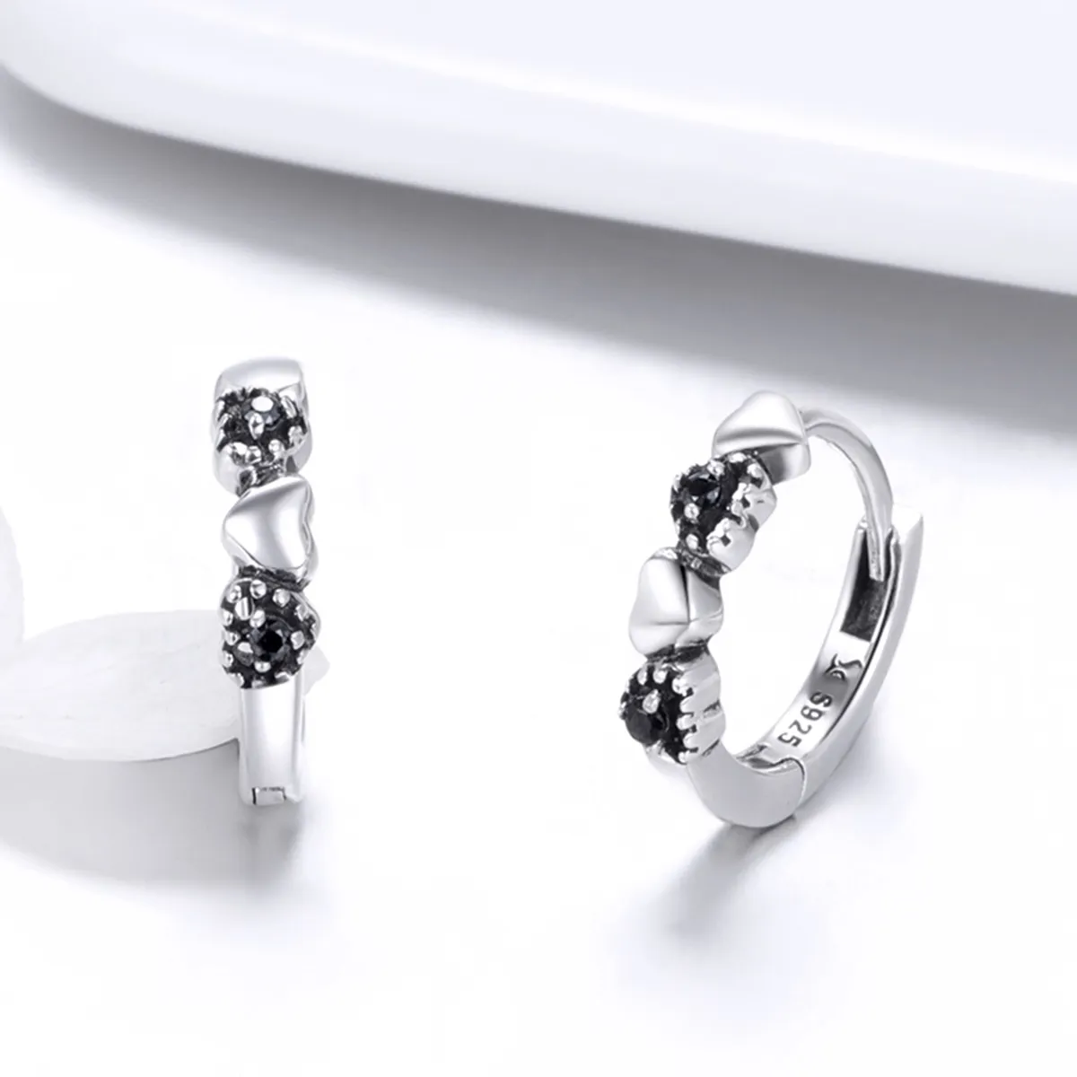 Silver Hearts Dating Hoop Earrings - PANDORA Style - SCE445