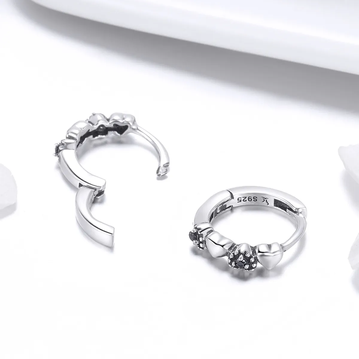 Silver Hearts Dating Hoop Earrings - PANDORA Style - SCE445