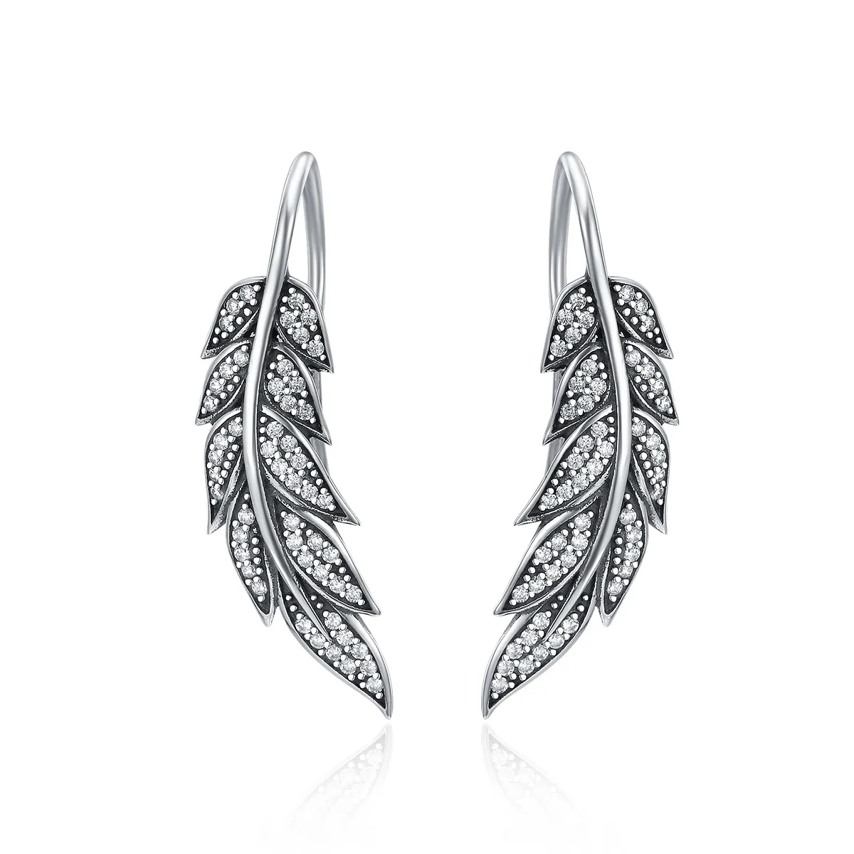 Silver Leaves Enamoured Hanging Earrings - PANDORA Style - SCE215